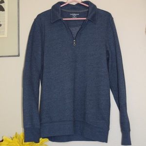navy blue long-sleeved men’s cotton sweater